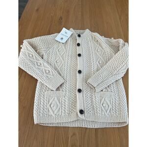 NWT Barnas-Mor Donegal Handmade Chunky Knit Cardigan Sweater Wool MED ???